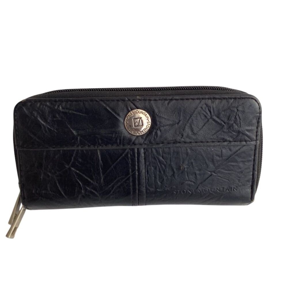 Stone‎ Mountain Women's Black Leather Zip-Around Wallet